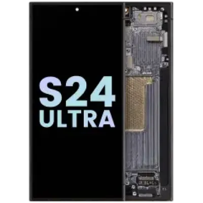 Дисплейний модуль (OLED) з рамкою для Samsung Galaxy S24 Ultra (Service Pack) (Titanium Black)