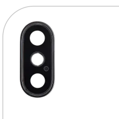 Скло камери з кріпленням та рамкою для iPhone XS / XS Max (Aftermarket Plus) (Space Gray) (10 шт)