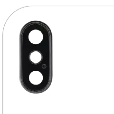 Скло камери з кріпленням і рамкою для iPhone XS / XS Max (Aftermarket Plus) (сріблястий) (уп. 10 шт)