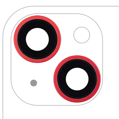 Back Camera Lens With Bracket & Bezel For iPhone 14 / 14 Plus (2 Piece Set) (Aftermarket Plus) (Red)