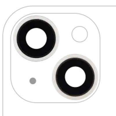 Скло камери з кріпленням і рамкою для iPhone 14 / 14 Plus (комплект 2 шт) (Aftermarket Plus) (Starlight)