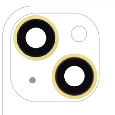 Скло камери з кріпленням і рамкою для iPhone 14 / 14 Plus (комплект 2 шт) (Aftermarket Plus) (жовтий)