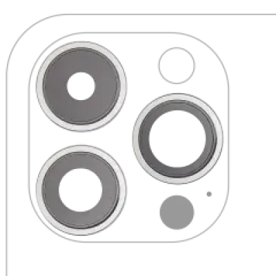 Скло камери з кріпленням і рамкою для iPhone 14 Pro / 14 Pro Max (комплект 3 шт) (Aftermarket Plus) (сріблястий)