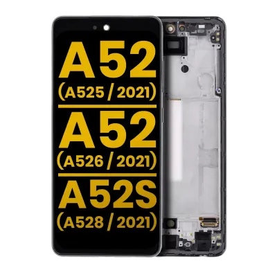 Дисплейний модуль (OLED) з рамкою для Samsung Galaxy A52 4G (A525 / 2021) / A52 5G (A526 / 2021) / A52S 5G (A528 / 2021) (Refurbished) (Awesome White)