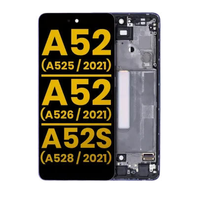 Дисплейний модуль (OLED) з рамкою для Samsung Galaxy A52 4G (A525 / 2021) / A52 5G (A526 / 2021) / A52S 5G (A528 / 2021) (Refurbished) (Awesome Violet)
