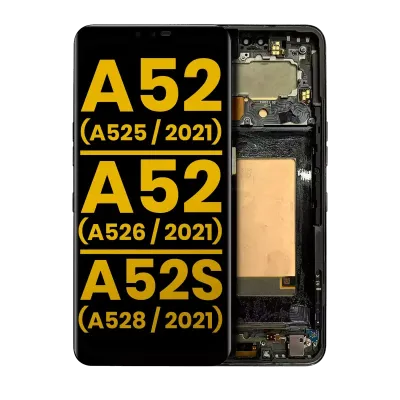 Дисплейний модуль (OLED) з рамкою для Samsung Galaxy A52 4G (A525 / 2021) / A52 5G (A526 / 2021) / A52S 5G (A528 / 2021) (Refurbished) (Awesome Blue)