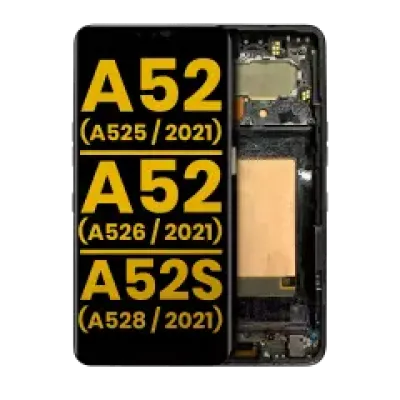 Дисплейний модуль (OLED) з рамкою для Samsung Galaxy A52 4G (A525 / 2021) / A52 5G (A526 / 2021) / A52S 5G (A528 / 2021) (Refurbished) (Awesome Blue)