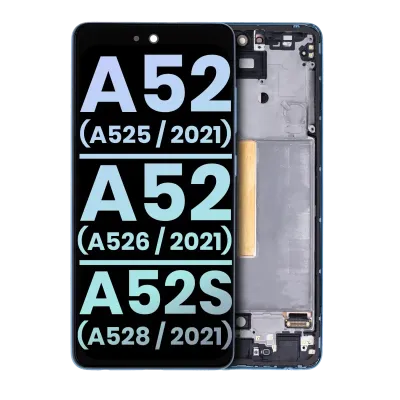 Дисплейний модуль (OLED) з рамкою для Samsung Galaxy A52 4G (A525 / 2021) / A52 5G (A526 / 2021) / A52S 5G (A528 / 2021) (Service Pack) (Awesome Blue)