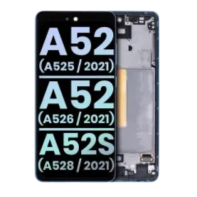 Дисплейний модуль (OLED) з рамкою для Samsung Galaxy A52 4G (A525 / 2021) / A52 5G (A526 / 2021) / A52S 5G (A528 / 2021) (Service Pack) (Awesome Blue)