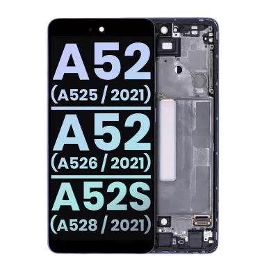 Дисплейний модуль (OLED) з рамкою для Samsung Galaxy A52 4G (A525 / 2021) / A52 5G (A526 / 2021) / A52S 5G (A528 / 2021) (Service Pack) (Awesome Violet)