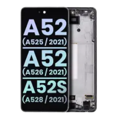 Дисплейний модуль (OLED) з рамкою для Samsung Galaxy A52 4G (A525 / 2021) / A52 5G (A526 / 2021) / A52S 5G (A528 / 2021) (Service Pack) (Awesome Black)