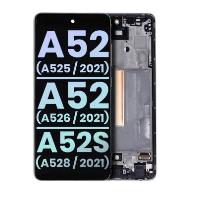 Дисплейний модуль (OLED) з рамкою для Samsung Galaxy A52 4G (A525 / 2021) / A52 5G (A526 / 2021) / A52S 5G (A528 / 2021) (Service Pack) (Awesome White)