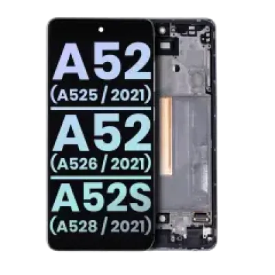 Дисплейний модуль (OLED) з рамкою для Samsung Galaxy A52 4G (A525 / 2021) / A52 5G (A526 / 2021) / A52S 5G (A528 / 2021) (Service Pack) (Awesome White)