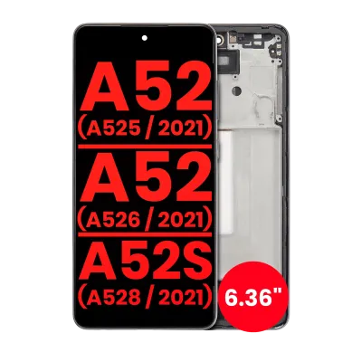 Дисплейний модуль (OLED) з рамкою для Samsung Galaxy A52 4G (A525 / 2021) / A52 5G (A526 / 2021) / A52S 5G (A528 / 2021) (6.36") (Aftermarket Plus) (Awesome Black)