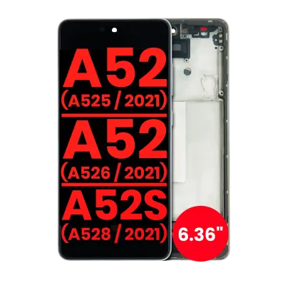 Дисплейний модуль (OLED) з рамкою для Samsung Galaxy A52 4G (A525 / 2021) / A52 5G (A526 / 2021) / A52S 5G (A528 / 2021) (6.36") (Aftermarket Plus) (Awesome White)