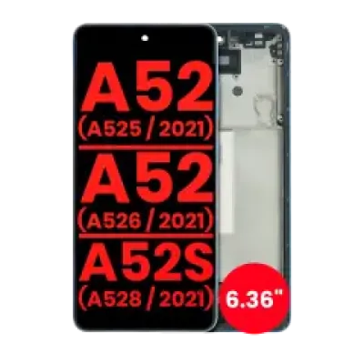 Дисплейний модуль (OLED) з рамкою для Samsung Galaxy A52 4G (A525 / 2021) / A52 5G (A526 / 2021) / A52S 5G (A528 / 2021) (6.36") (Aftermarket Plus) (Awesome Blue)