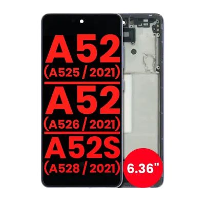 Дисплейний модуль (OLED) з рамкою для Samsung Galaxy A52 4G (A525 / 2021) / A52 5G (A526 / 2021) / A52S 5G (A528 / 2021) (6.36") (Aftermarket Plus) (Awesome Violet)