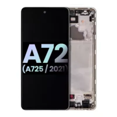 Дисплейний модуль OLED з рамкою для Samsung Galaxy A72 (A725 / 2021) (Service Pack) (Awesome White)