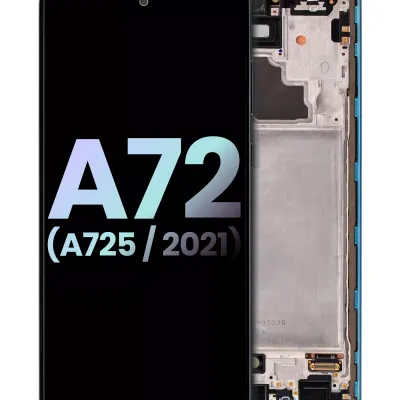 Дисплейний модуль OLED з рамкою для Samsung Galaxy A72 (A725 / 2021) (Service Pack) (Awesome Blue)