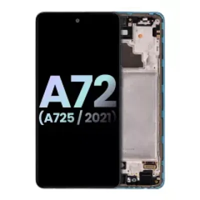 Дисплейний модуль OLED з рамкою для Samsung Galaxy A72 (A725 / 2021) (Service Pack) (Awesome Blue)