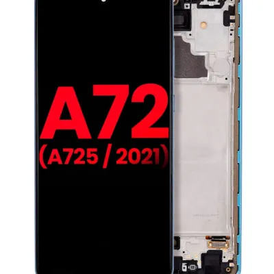 Дисплейний модуль OLED з рамкою для Samsung Galaxy A72 (A725 / 2021) (Aftermarket Plus) (Awesome Blue)