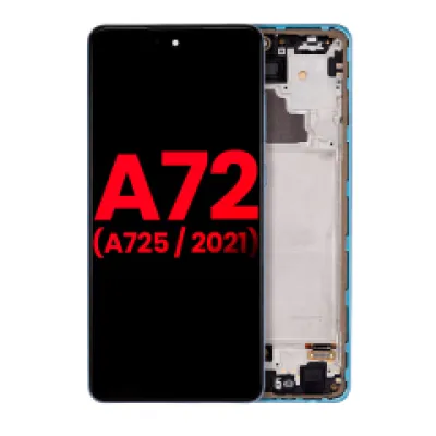 Дисплейний модуль OLED з рамкою для Samsung Galaxy A72 (A725 / 2021) (Aftermarket Plus) (Awesome Blue)