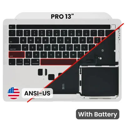 Топкейс з акумулятором і клавіатурою (ANSI US) для MacBook Pro 13" A2338 (2020) (Used OEM Pull: Grade B/C) (M1) (Silver)