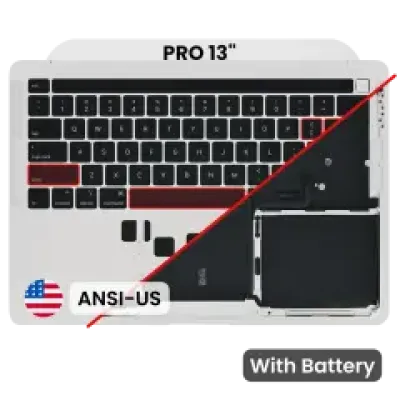 Топкейс з акумулятором і клавіатурою (ANSI US) для MacBook Pro 13" A2338 (2020) (Used OEM Pull: Grade B/C) (M1) (Silver)