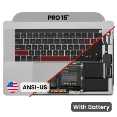 Топкейс з акумулятором і клавіатурою (ANSI US) для MacBook Pro 15" A1990 (2018-2019) (Used OEM Pull: Grade B/C) (Space Gray)