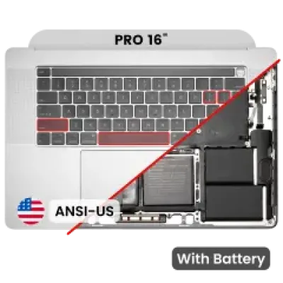Топкейс з акумулятором і клавіатурою (ANSI US) для MacBook Pro 16" A2141 (2019) (Used OEM Pull: Grade A) (Silver)