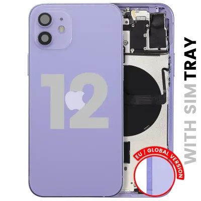 Back Housing W/ Small Parts For iPhone 12 (EU / Global Version) (Used OEM Pull: Grade B) (Purple)