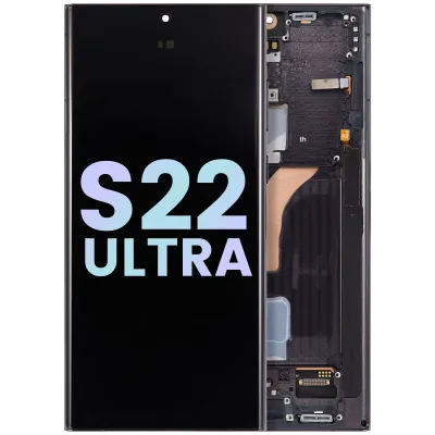 Дисплейний модуль (OLED) з рамкою для Samsung Galaxy S22 Ultra 5G (Service Pack) (Phantom Black)