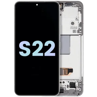 Дисплейний модуль (OLED) з рамкою для Samsung Galaxy S22 5G (Service Pack) (білий)