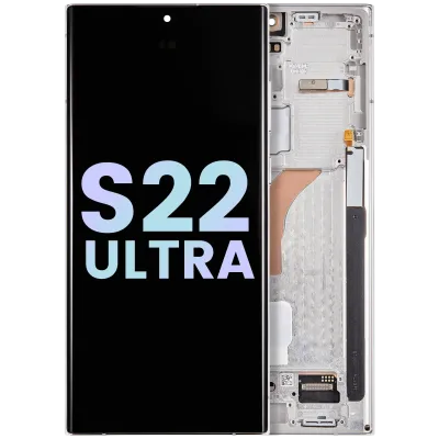 Дисплейний модуль (OLED) з рамкою для Samsung Galaxy S22 Ultra 5G (Service Pack) (Phantom White)
