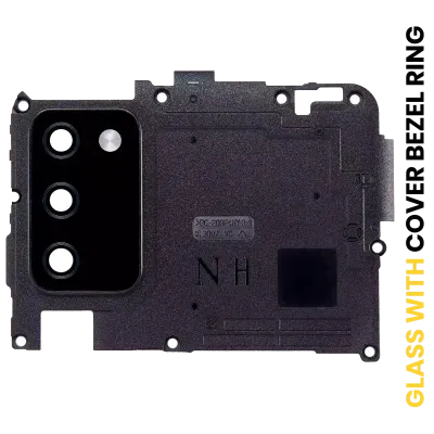 Скло камери з рамкою для Samsung Galaxy A02S (A025 / 2020) (N Version) (чорний)