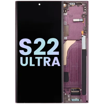 Дисплейний модуль (OLED) з рамкою для Samsung Galaxy S22 Ultra 5G (Service Pack) (Burgundy)