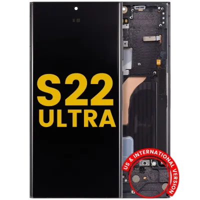Дисплейний модуль (OLED) з рамкою для Samsung Galaxy S22 Ultra 5G (US & International Version) (Refurbished) (Phantom Black)
