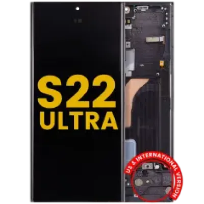 Дисплейний модуль (OLED) з рамкою для Samsung Galaxy S22 Ultra 5G (US & International Version) (Refurbished) (Phantom Black)