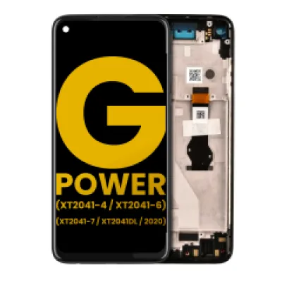 Дисплейний модуль (LCD) з рамкою для Motorola Moto G Power (XT2041-4 / XT2041-6 / XT2041-7 / XT2041DL / 2020) (Refurbished) (Smoke Black)