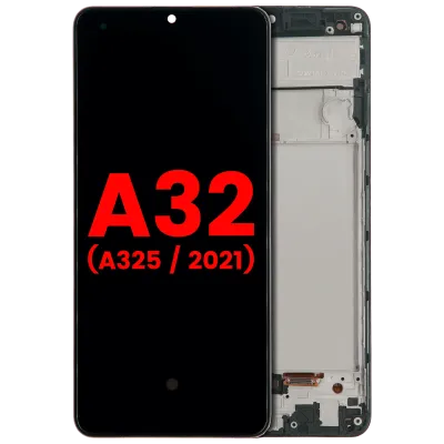 Дисплейний модуль OLED з рамкою для Samsung Galaxy A32 4G (A325 / 2021) (Aftermarket Plus) (Awesome Black)