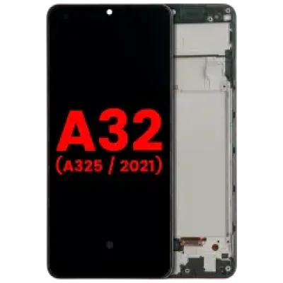 Дисплейний модуль OLED з рамкою для Samsung Galaxy A32 4G (A325 / 2021) (Aftermarket Plus) (Awesome Black)