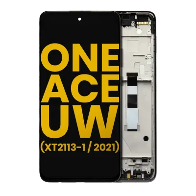 LCD Assembly With Frame For Motorola One 5G Ace UW (XT2113-1 / 2021) (Refurbished) (Volcanic Gray)