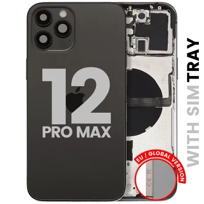 Задня кришка з дрібними деталями для iPhone 12 Pro Max (EU / Global Version) (Used OEM Pull: Grade B) (графітовий)