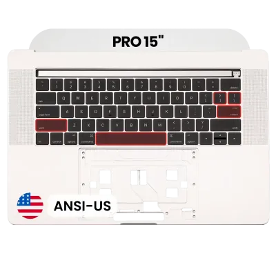 Top Case with Keyboard (ANSI US) For MacBook Pro 15" A1707 (2016-2017) (Used OEM Pull: Grade B/C) (Silver)