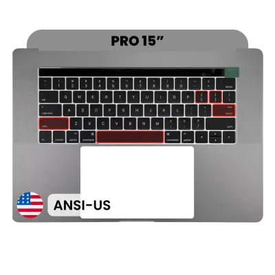 Top Case with Keyboard (ANSI US) For MacBook Pro 15" A1707 (2016-2017) (Used OEM Pull: Grade B/C) (Space Gray)