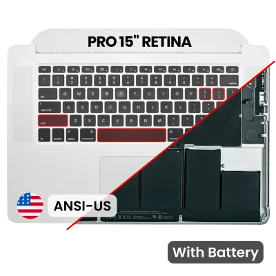 Top Case with Battery and Keyboard (ANSI US) For MacBook Pro 15" A1398 (2013-2014) (Used OEM Pull: Grade A)