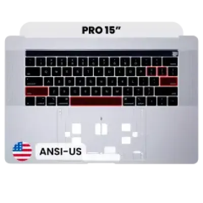 Топкейс з клавіатурою (ANSI US) для MacBook Pro 15" A1990 (2018-2019) (Used OEM Pull: Grade B/C) (Silver)