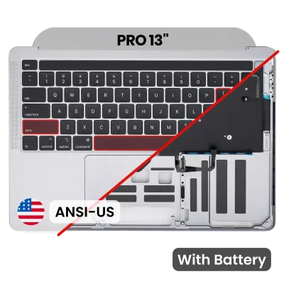 Топкейс з акумулятором і клавіатурою (ANSI US) для MacBook Pro 13" A2251 (2020) (Used OEM Pull: Grade A) (Silver)