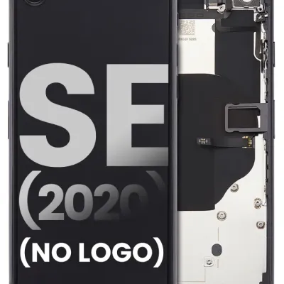 Задня кришка з встановленими дрібними компонентами для iPhone SE (2020) (No Logo) (Aftermarket Plus) (чорний)
