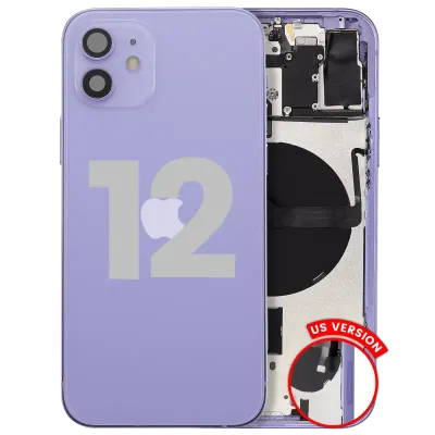 Back Housing W/ Small Parts For iPhone 12 (US Version) (Used OEM Pull: Grade B) (Purple)